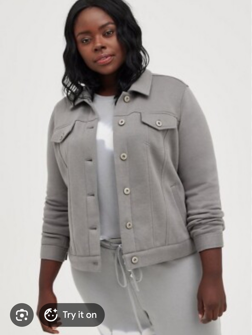 Women’s Gray Button-Front Jacket